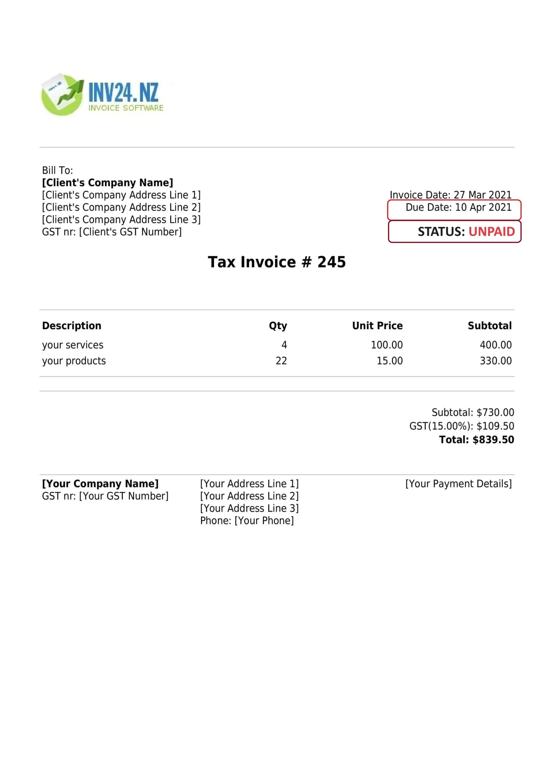 Past Due or Overdue Invoice Template