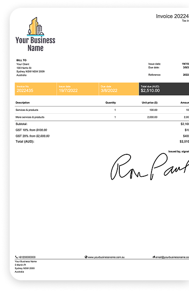 AU invoice template